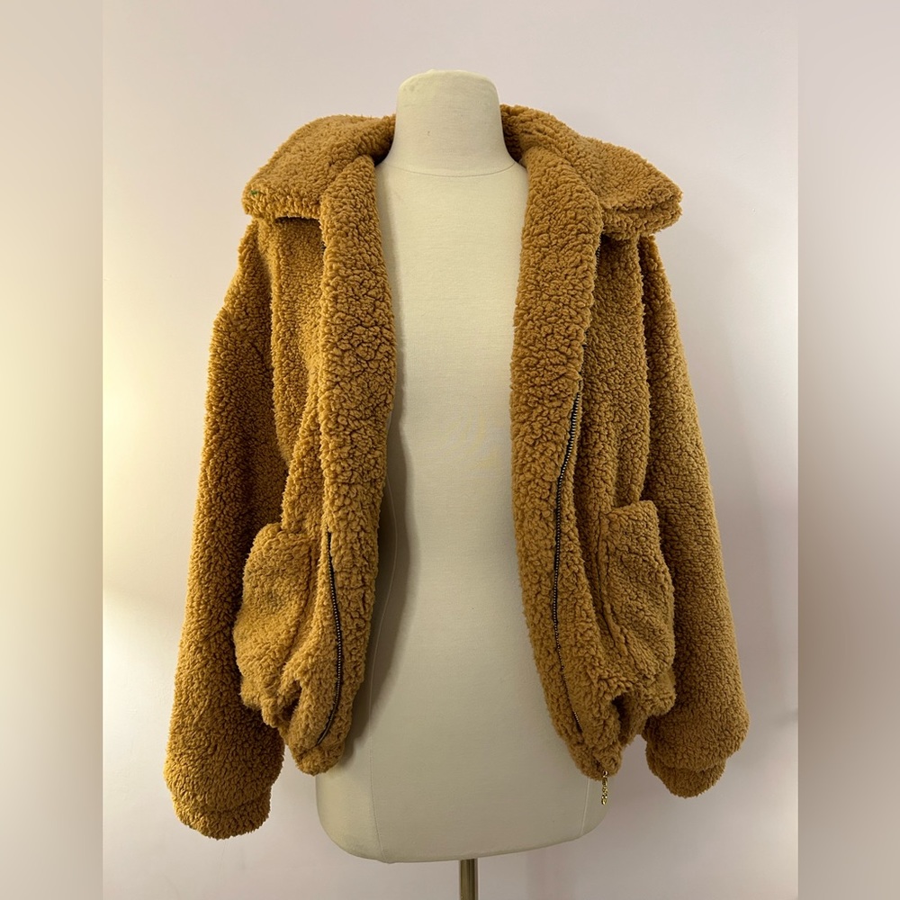peanut butter fuzzy teddy jacket size xl